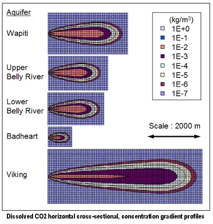 	Dissolved CO2 horizontal cross-sectional, concentration gradient profiles .